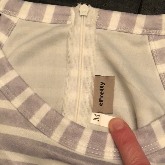 White and Light Gray Crop Jumpsuit with Tie Belt - Picture 2 of 5